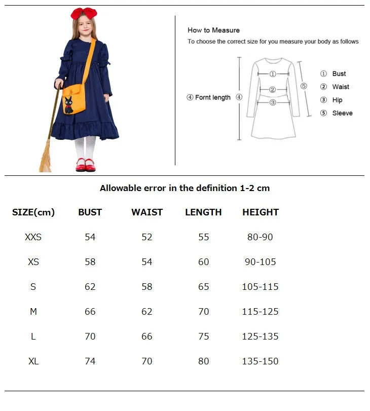 Japanese Anime Kiki's Delivery Service Costume Halloween Fairy Tale Cosplay Book Week Party Fancy Dress