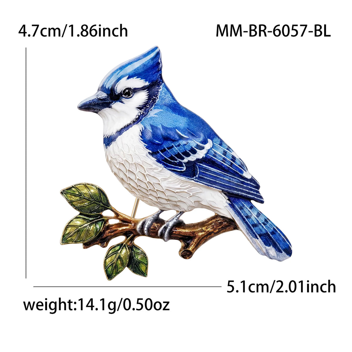 Enamel Blue Jay Brooches
