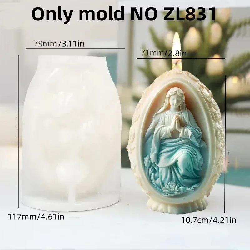 3D Easter Rabbit Relief Egg Silicone Mould Resin Candle Soap Plaster DIY Crafts