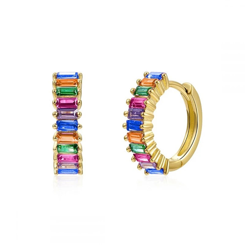 Colourful Zircon Gold Stud Earrings Mix'n'Match