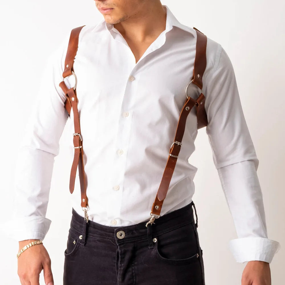 Men's Leather Bracers Harness Suspender Belts