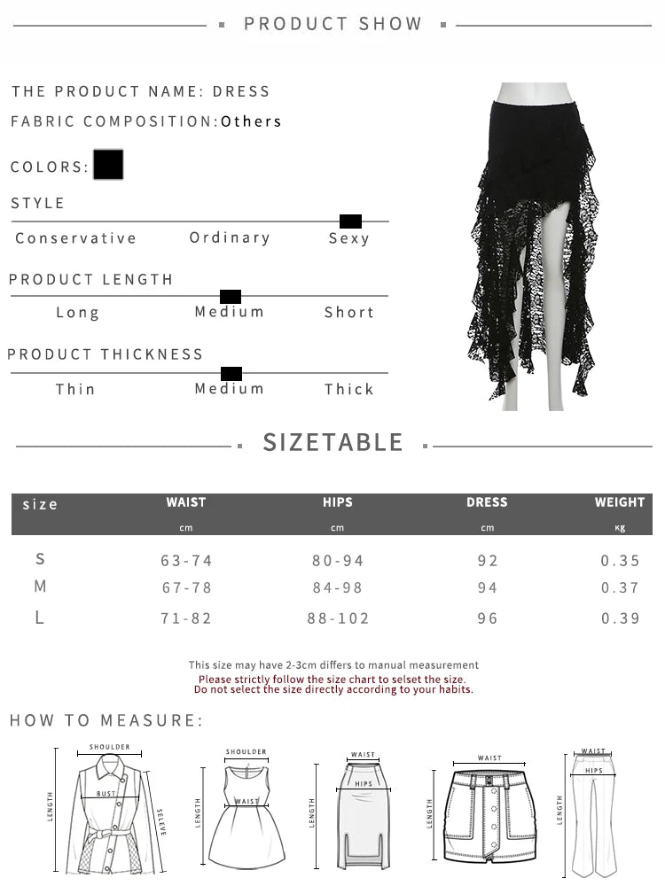 Lace Skirts Irregular Hem Multi-Layered Ruffles