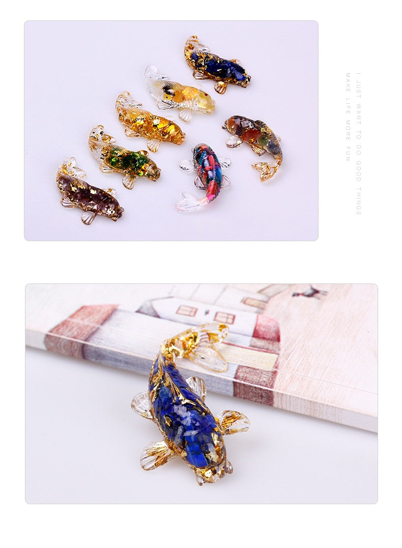 Pretty Koi Fish Ornaments Natural Crystal Decor