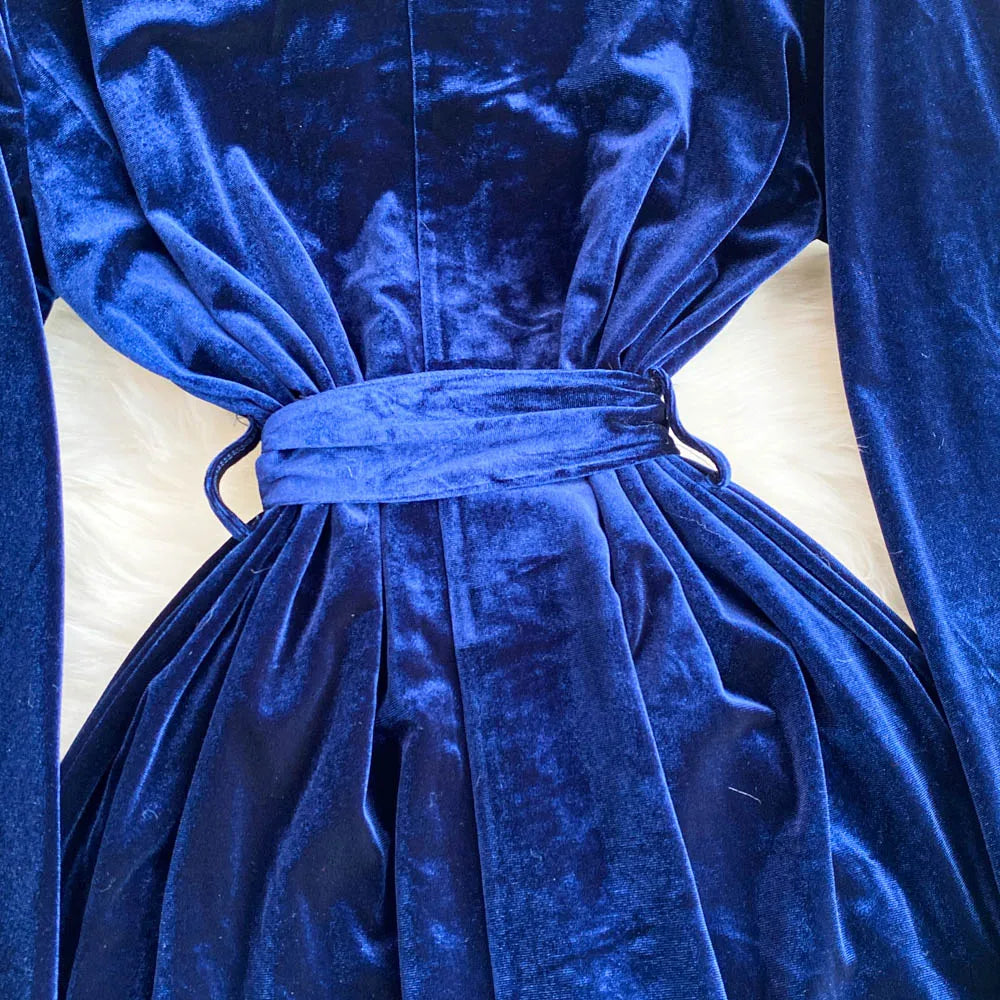 Royal Peacock Velvet Dress