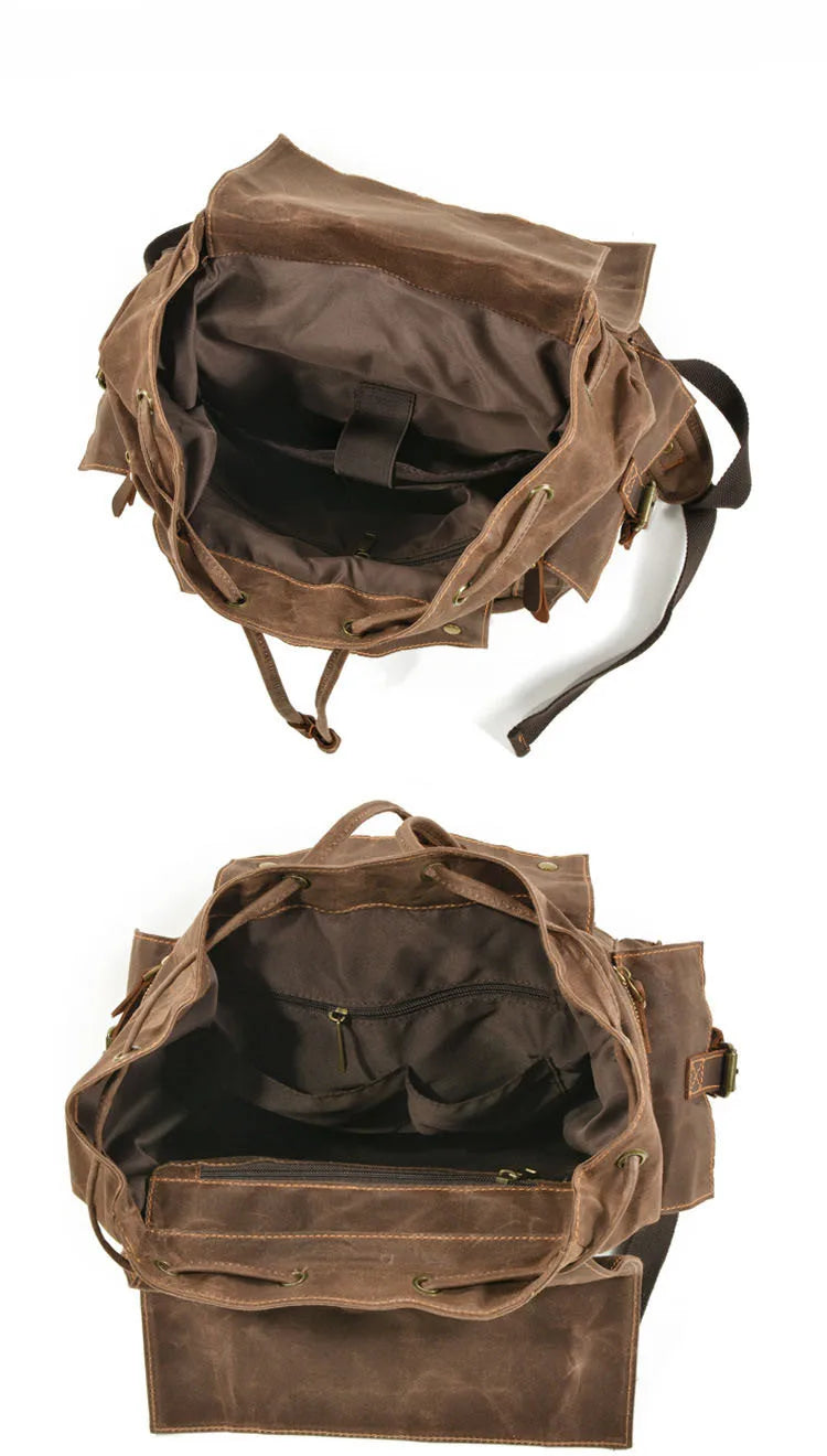 Indiana's Vintage Leather Canvas Backpack