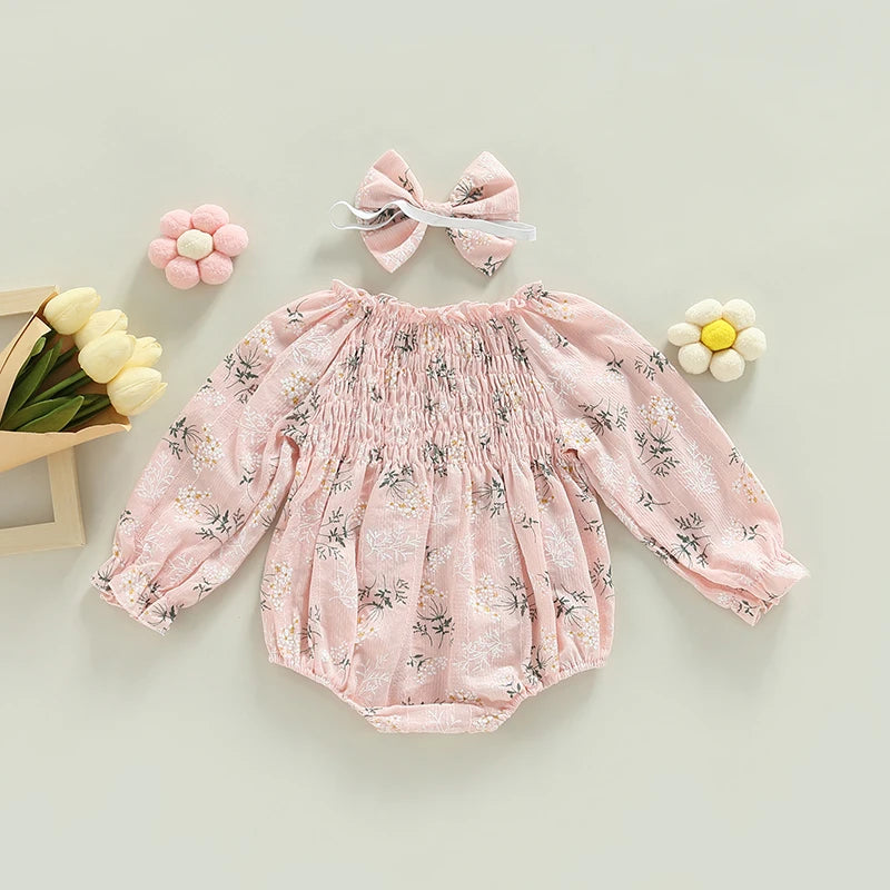 Valentines Day Easter St Patricks Christmas Baby Girls Heart Print Romper with Headband