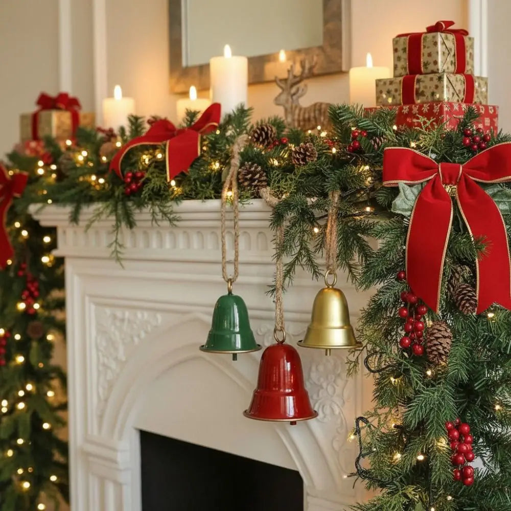 Christmas Bell Antique Style Xmas Tree Ornaments Handmade Metal Hanging Bells