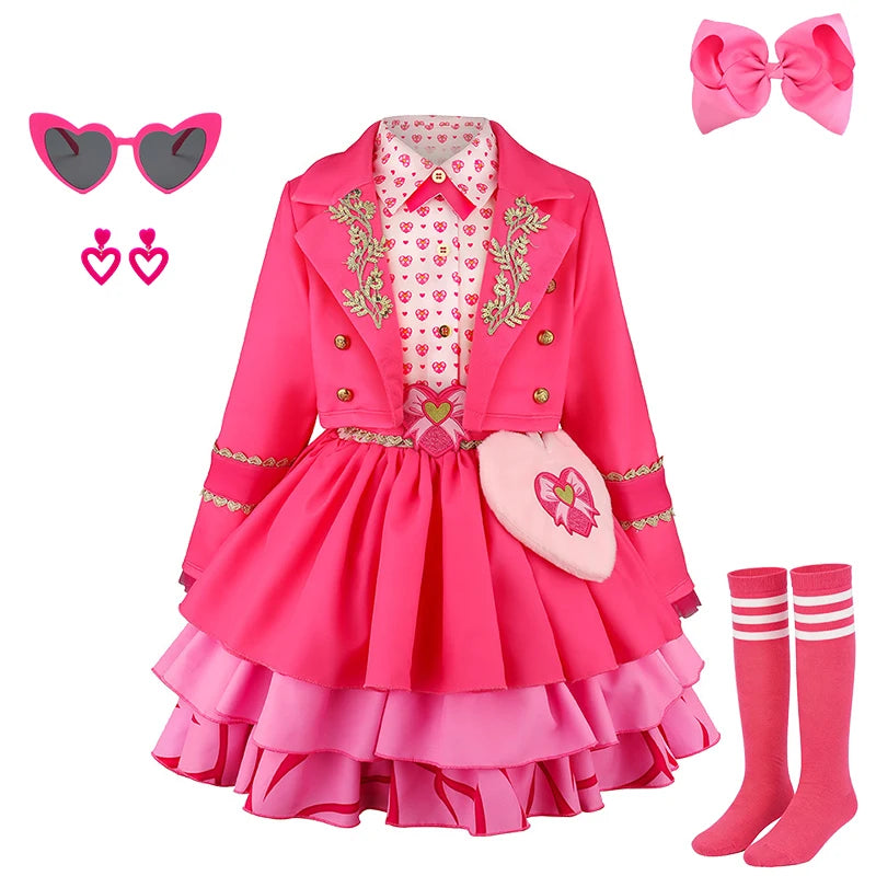 Descendants Cosplay Red Pink Chloe Kids Clothes Halloween Book Week Costumes