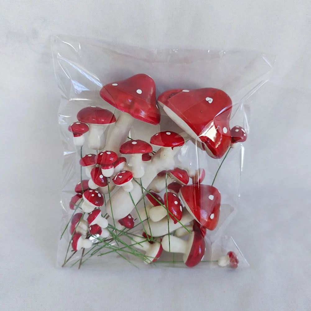 Mushroom Picks 33PCS Miniatures Artificial Foam Resin Fairy Garden Bonsai Pot Plant Decor