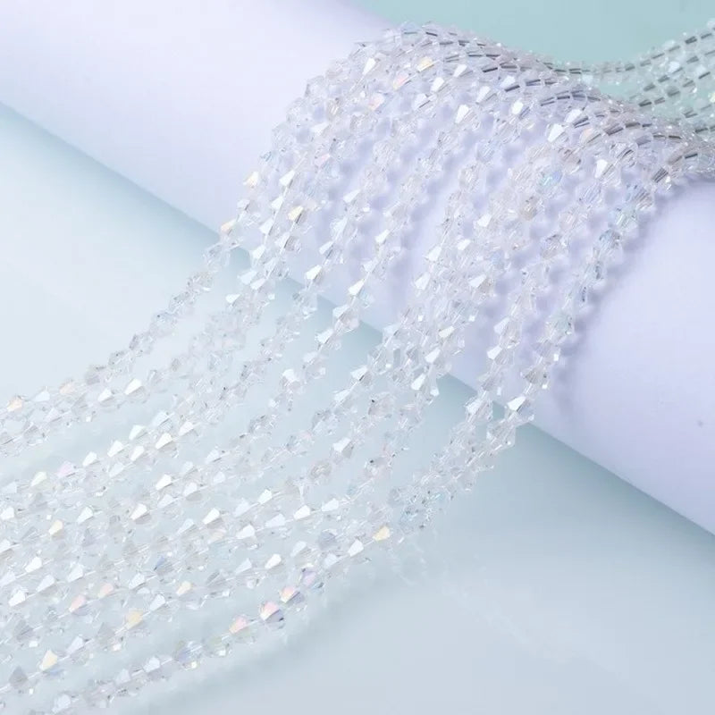 3/4/6mm Rainbow Austria Bicone Crystal Beads AB Colour Faceted Glass Beads for DIY Jewellery Making