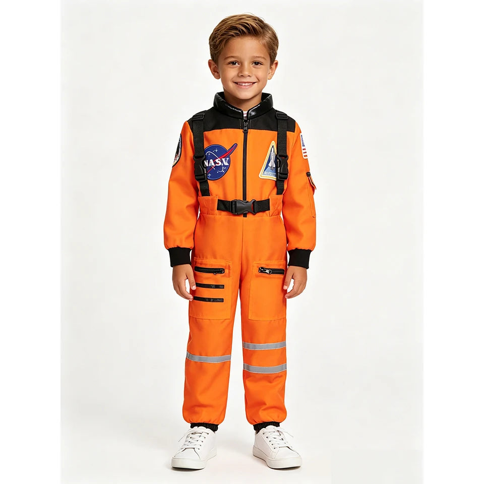 Kids Astronaut Costume Space Suit Halloween Cosplay Space Explorer Performance Book Week Costumes Children's Jumpsuit Spaceman Boys Girls