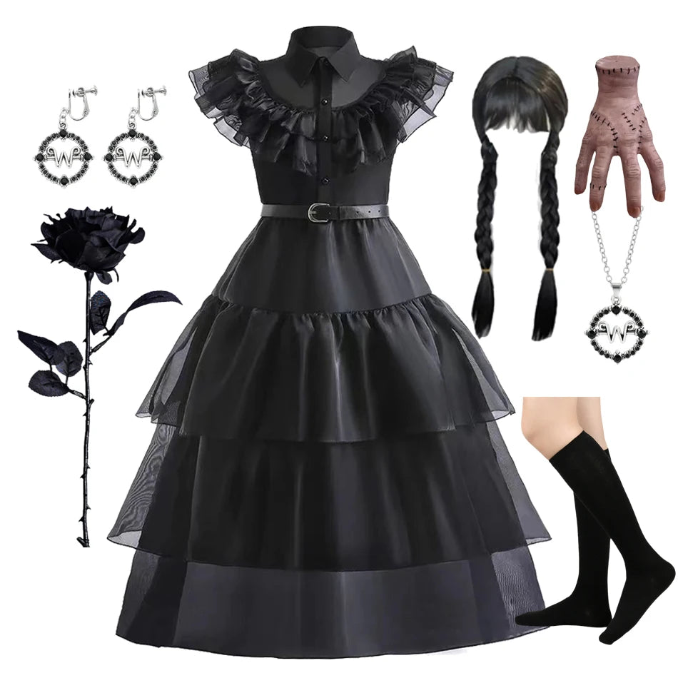 Wednesday Costume Sets Girls Halloween Cosplay Costume Dress