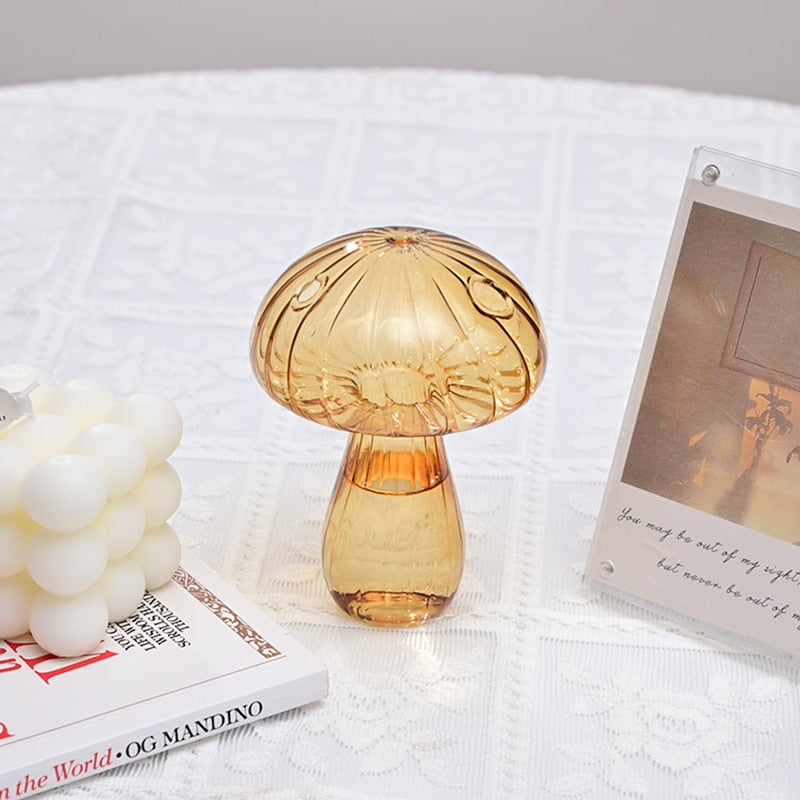 Mushroom Glass Vase Plant Hydroponic Terrarium Vase