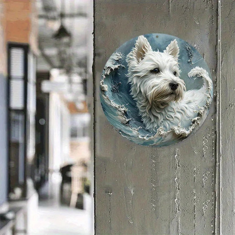 West Highland White Terrier 2D Printed Circular Metal Decorative Sign