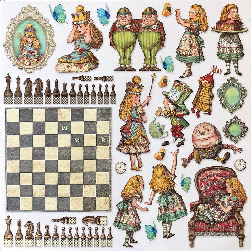 Vintage Alice In Wonderland Theme Scrapbooking Stickers