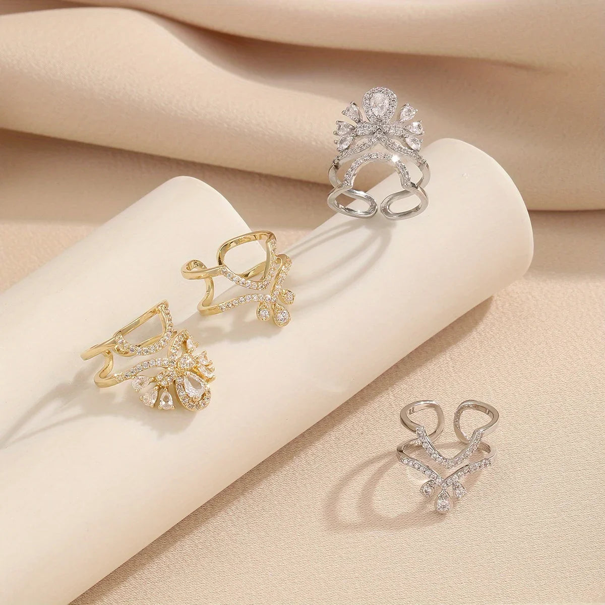Zircon Nail Jewellery Wearable Art Finger Tip Rings