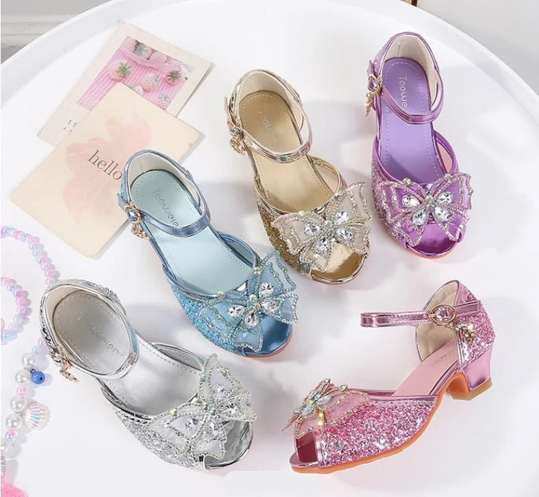 Party Shoes for Girls Glittery Butterfly Mary Jane Sandals Purple Gold Pink Blue