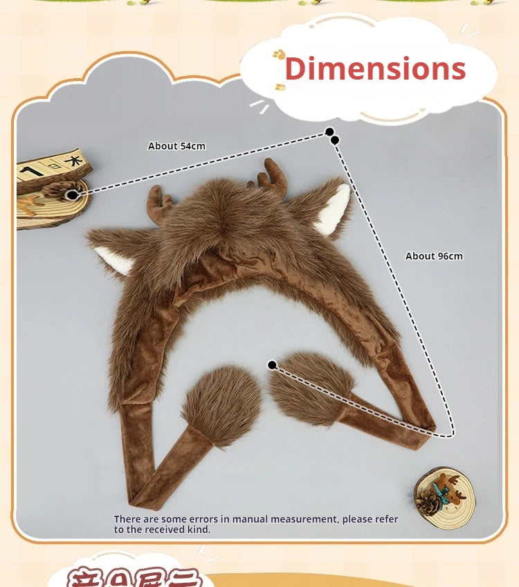 Plush Elk Winter Bomber Hat Ear Warmers
