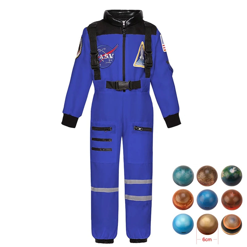 Kids Astronaut Costume Space Suit Halloween Cosplay Space Explorer Performance Book Week Costumes Children's Jumpsuit Spaceman Boys Girls