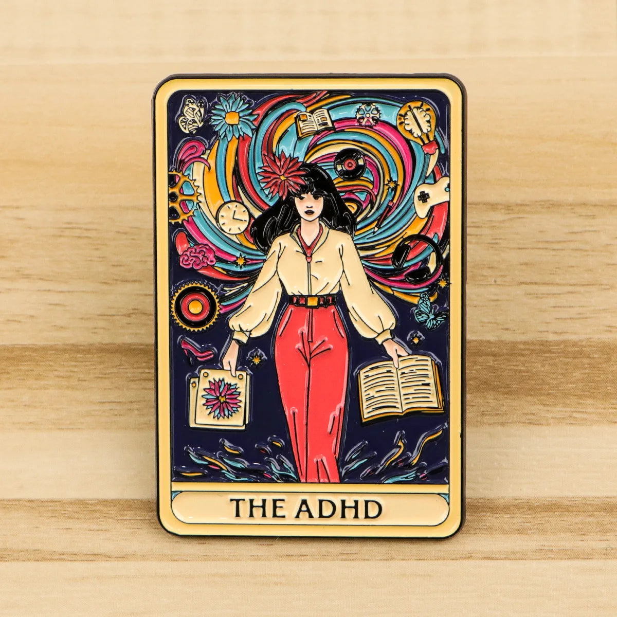 The ADHD Tarot Card Enamel Pin Brooches Badge Lapel Pin