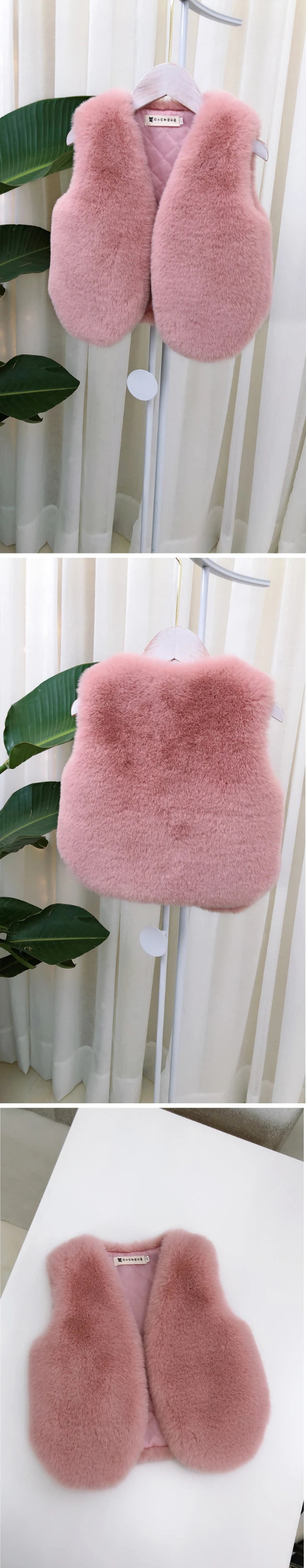 Baby Girls Faux Fur Vest Winter Outfits Kids Warm Sleeveless Coat Infant Toddler 6M-7Y Outerwear
