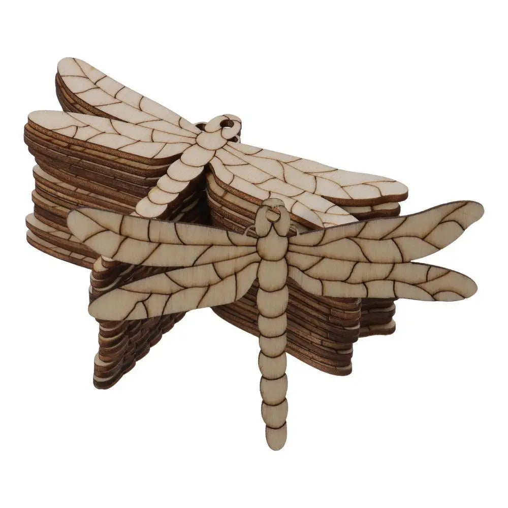 30pcs Wooden Dragonfly Shaped Cutouts Unfinished Wood Slices DIY Craft