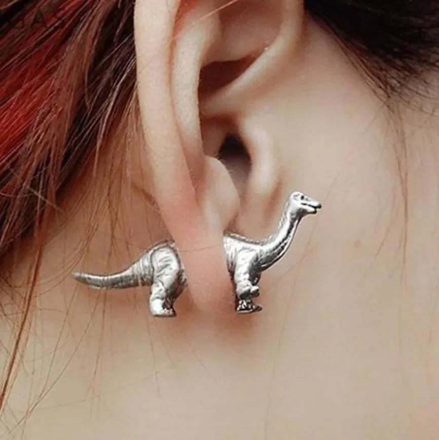 Brontosaurus Dinosaur Stud Earrings Stainless Steel