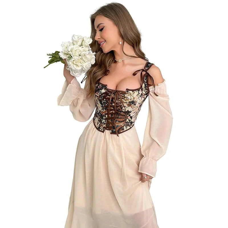 Meadow's Renaissance Lace Up Boned Floral Corset