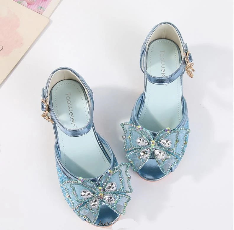 Party Shoes for Girls Glittery Butterfly Mary Jane Sandals Purple Gold Pink Blue