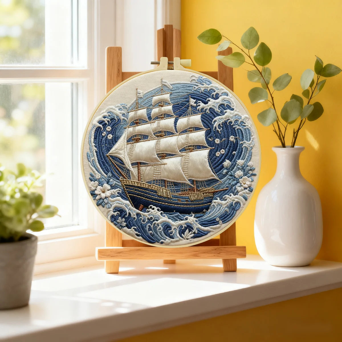 A Ship In the Ocean DIY Embroidery Kit for Beginners