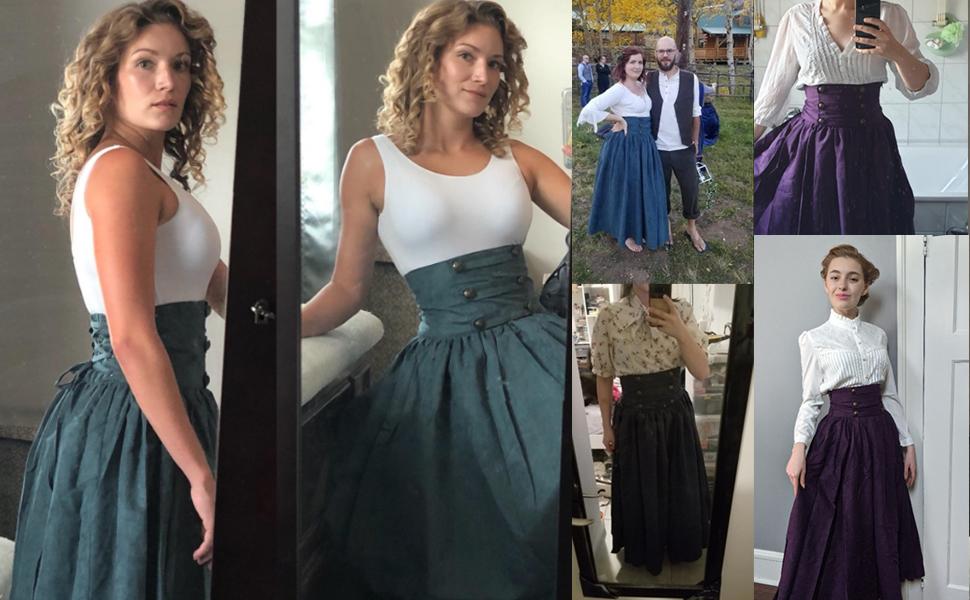 Renaissance Skirt Steampunk Victorian Empire High Waist
