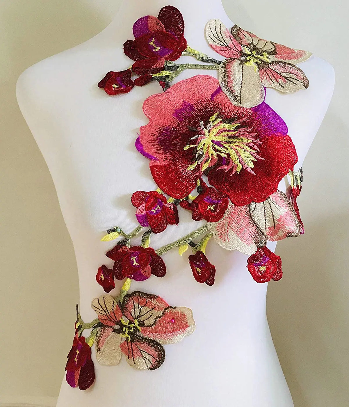 1Pc Large Flower Embroidery Appliqué DIY Clothing Sew On Accessories Patches 56*36cm