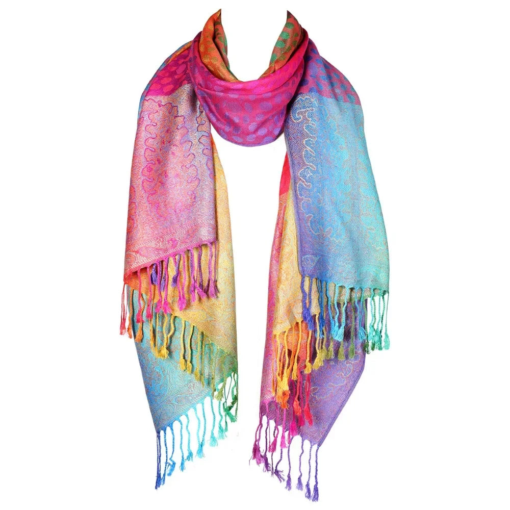Rainbow Pashmina Scarfs Large Soft Warm Shawl Wrap