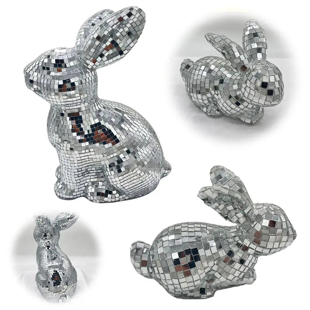 Disco Rabbit Mirror Ball Statue