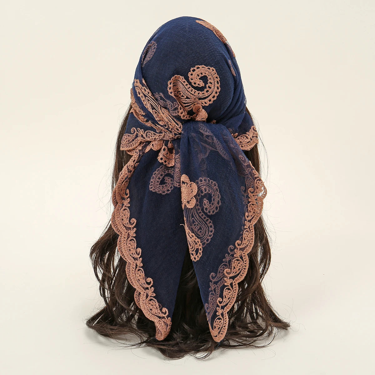 Lace Paisley Embroidered Square Bandana Scarf 23 Colours