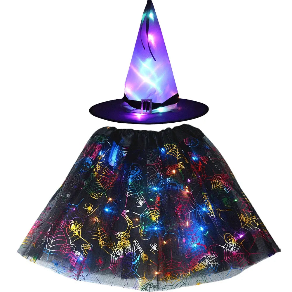 LED Witch Stars Tutu Skirt Glow Party Costumes Halloween
