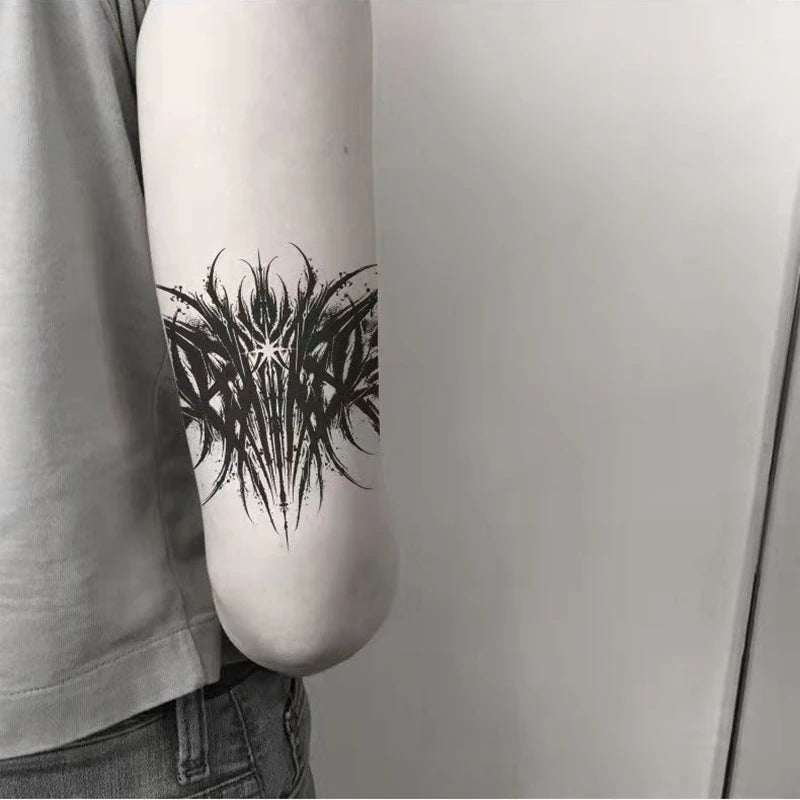 Dark Gothic Thorns Neck Temporary Tattoo