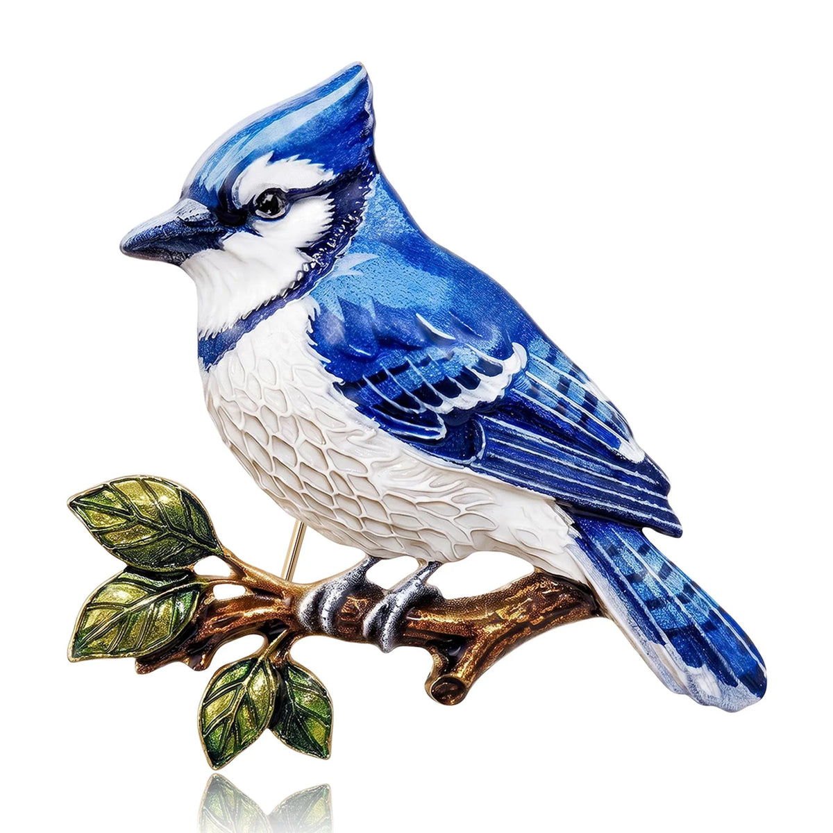 Enamel Blue Jay Brooches