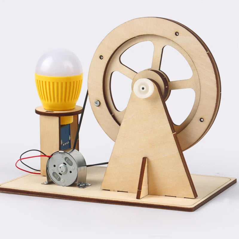 Wooden Hand Generator Kids Science Toy STEM Technology Gadget Physics Kit Educational Toys for Children