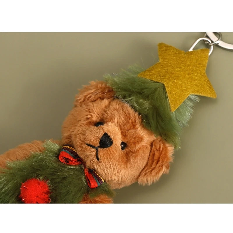 Christmas Plush Bear Toy Keychain