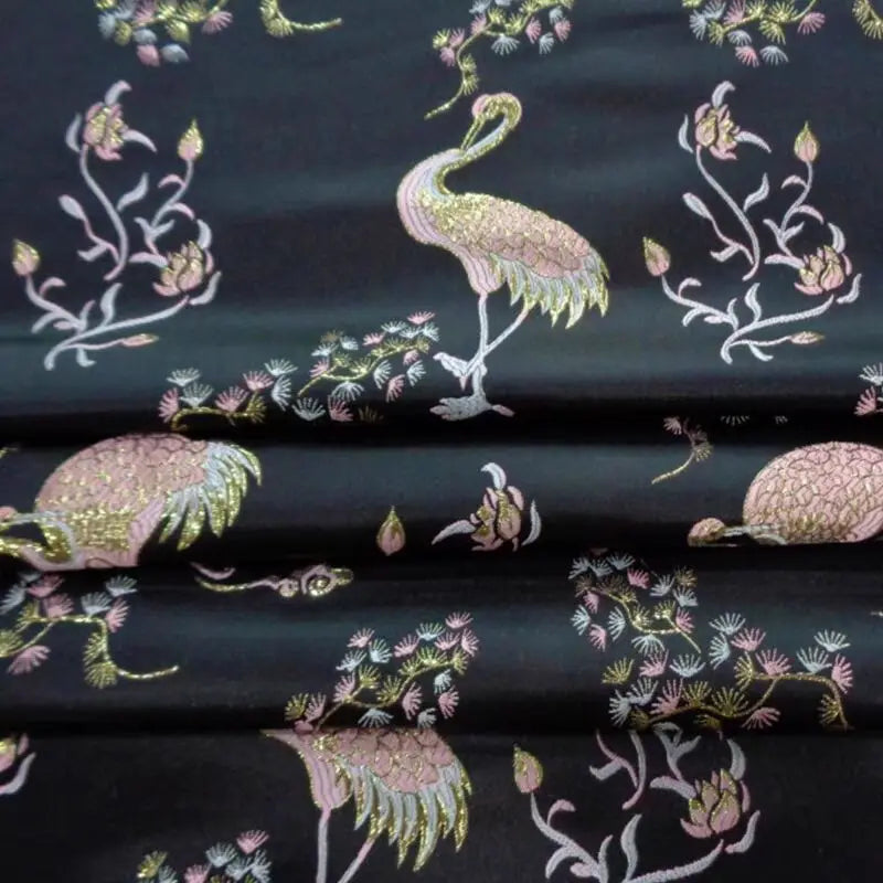 Embroidered Crane Vintage Inspired Handbag