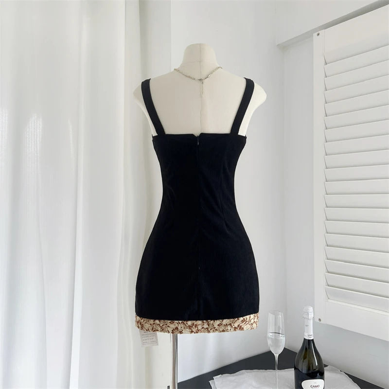 French Wench Black Lace-up Lace Mini Dress