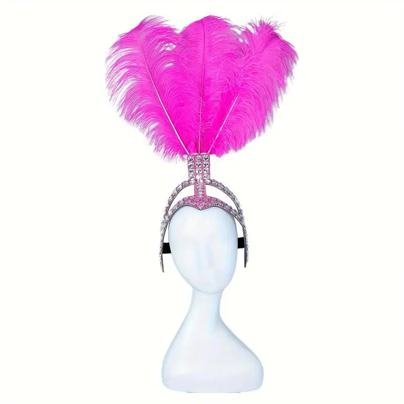 Rhinestone Feather Carnival Headpiece Stage Performances Mardi Gras Festival Wear