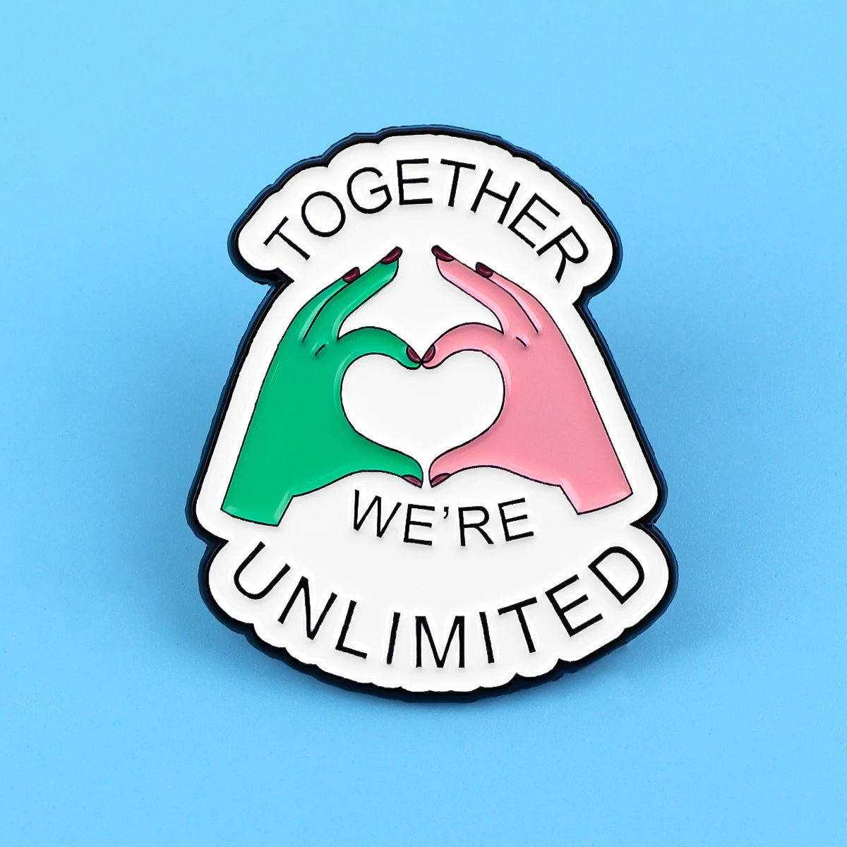 Wicked 'Together We're Unlimited' Enamel Pins Pink & Green Heart Brooches Badge Lapel Pin