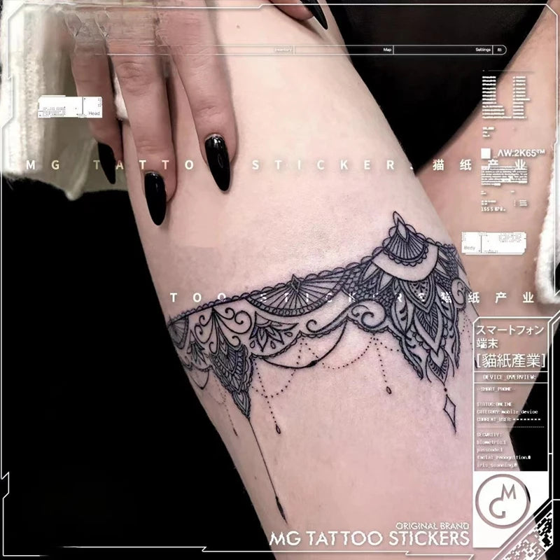 Lace Leg Garter Temporary Tattoo