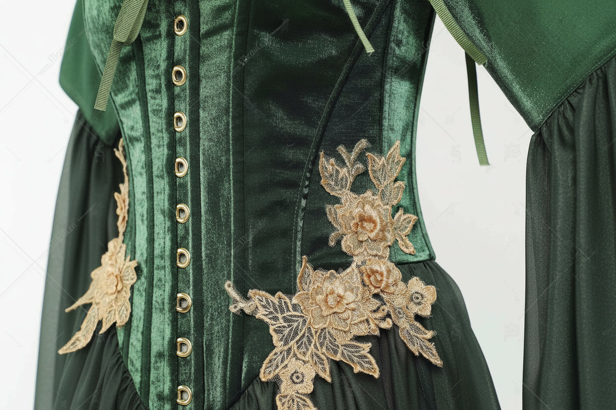 Elven Medieval Renaissance Costume Elf Style Corsetted Dress Cosplay Costume