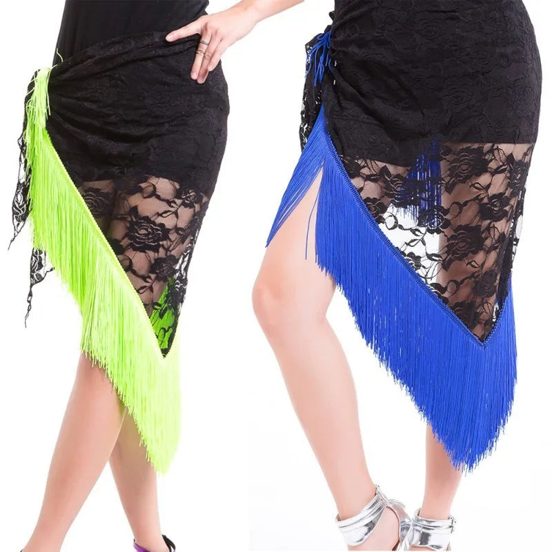 Flamenco Lace Shawl Tassel Hip Triangle Scarf Latin Dance Hip Belly Dance Wear