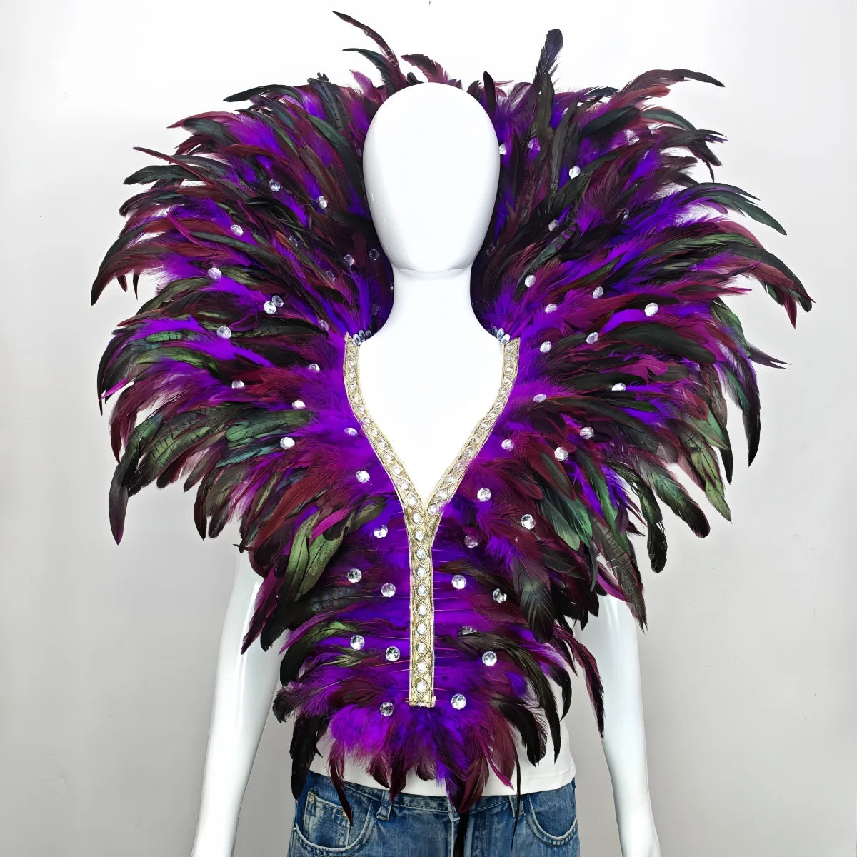 Carnival Mardi Gras Feather Collar Stage Performance Festival Costume