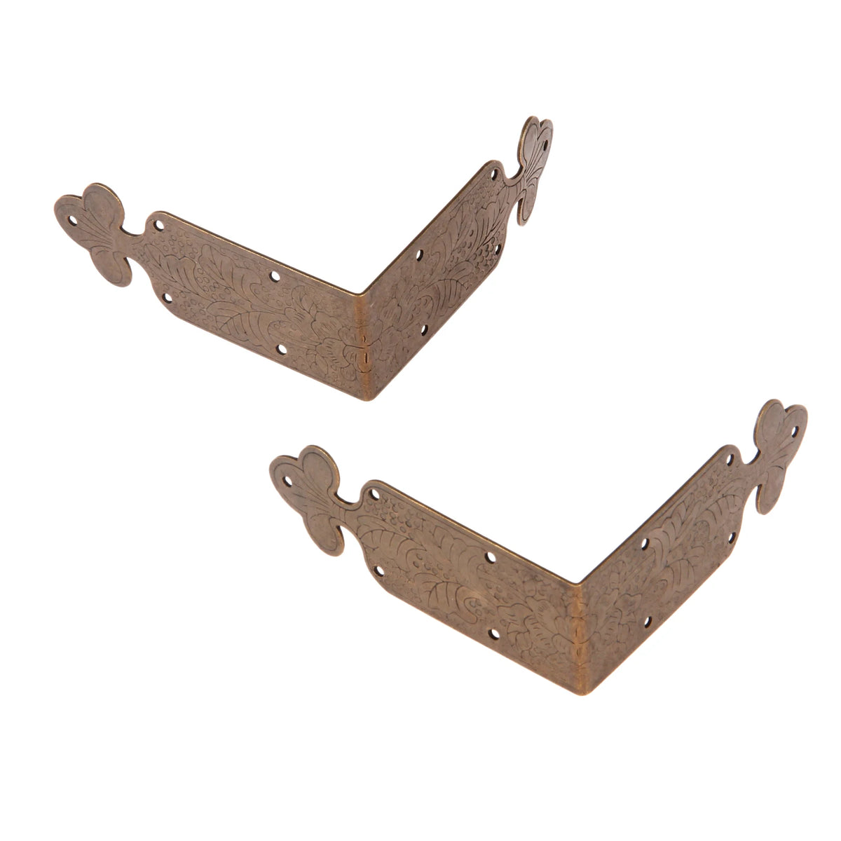 Set of Four Metal Corner Brackets Gold Bronze Photo Frame Furniture Protector + Nails