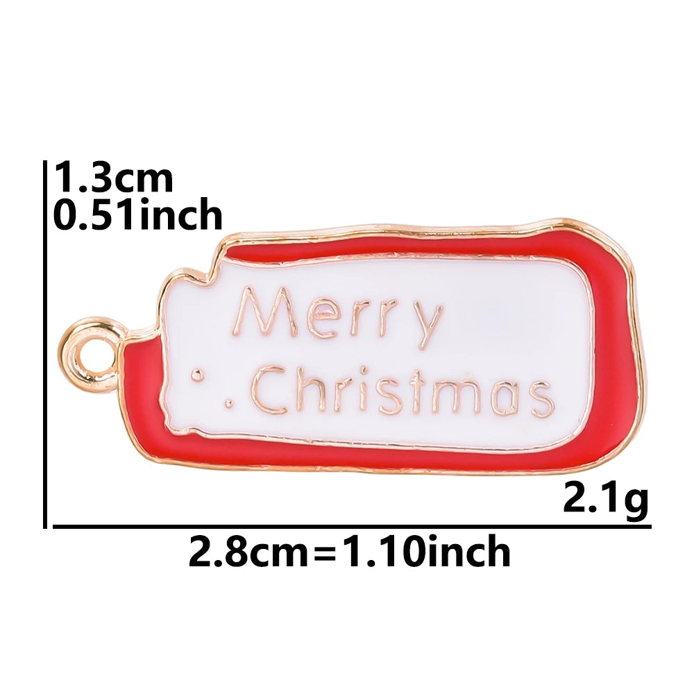 5pcs Christmas Charm Enamel Apple Socks Bell DIY Pendant Charms For Jewelry Making Keychain Earrings Bulk Handmade Material Gift